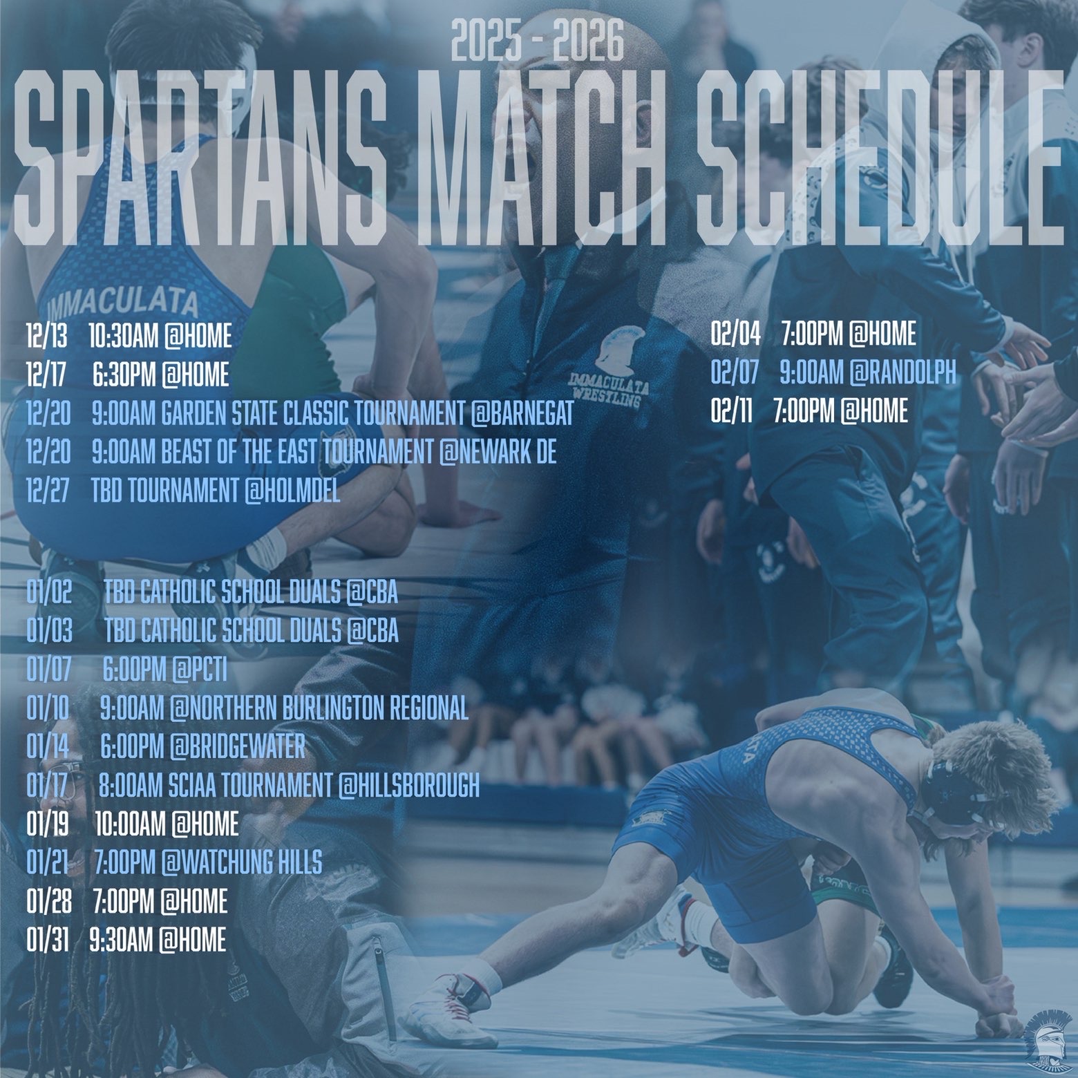 Immaculata Wrestling Schedule Graphic by Seraphina Rosati