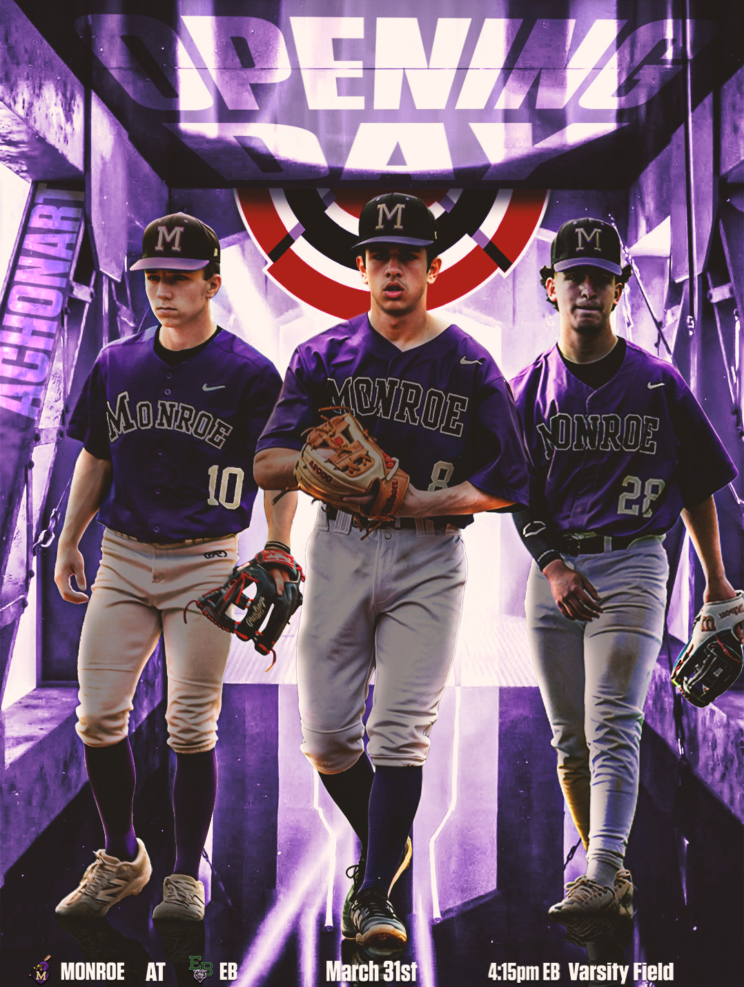 Monroe Township High School Varsity Baseball Opening Day Gameday Graphic by Aaron Chon
