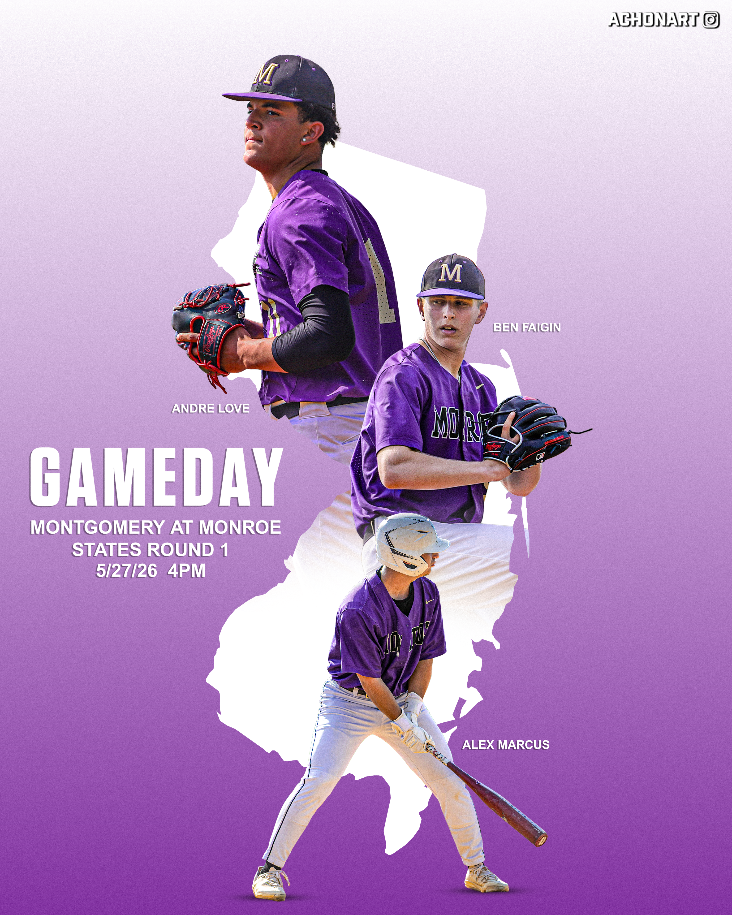 Monroe Township High School Varsity Baseball States Gameday Graphic by Aaron Chon